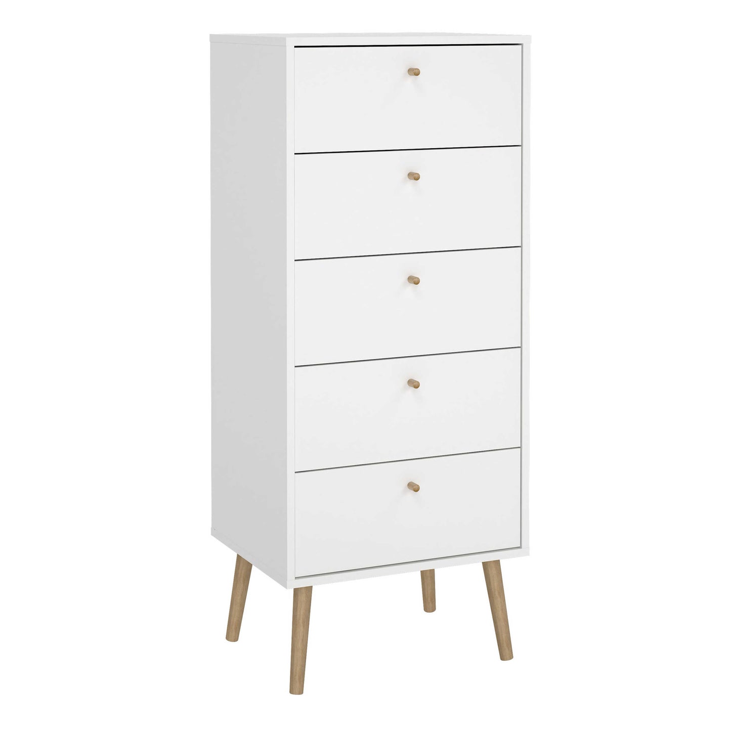 Quietbloom White Wooden Storage Chest 5 Drawers