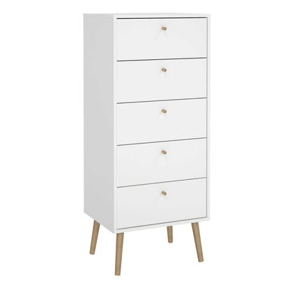 Quietbloom White Wooden Storage Chest 5 Drawers