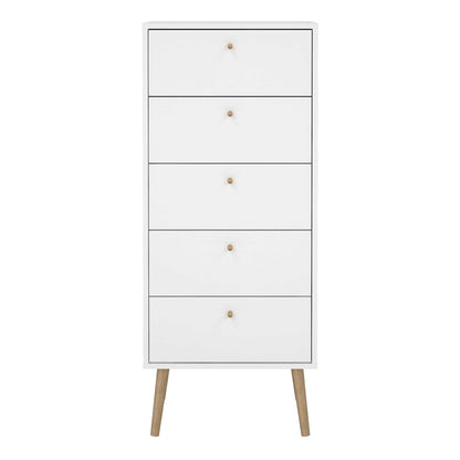 Quietbloom White Wooden Storage Chest 5 Drawers