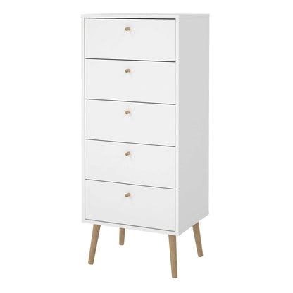 Quietbloom White Wooden Storage Chest 5 Drawers