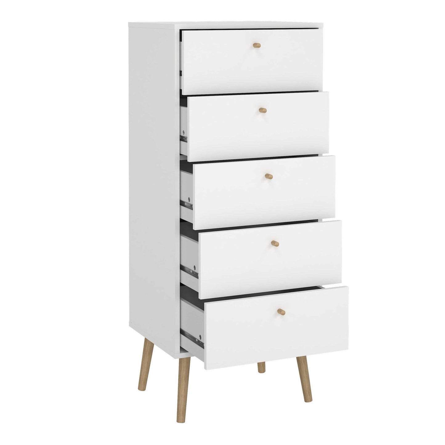 Quietbloom White Wooden Storage Chest 5 Drawers