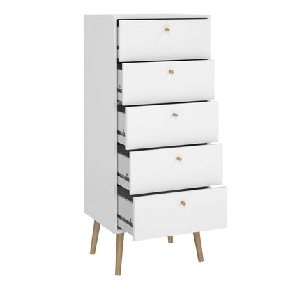 Quietbloom White Wooden Storage Chest 5 Drawers