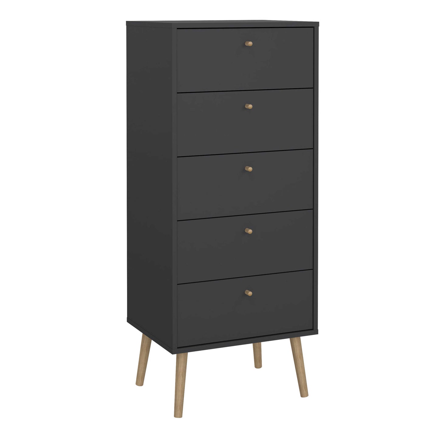 Quietbloom Dark Grey Wooden Storage Chest 5 Drawers