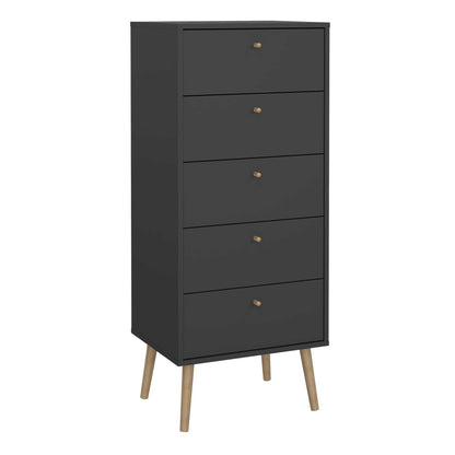 Quietbloom Dark Grey Wooden Storage Chest 5 Drawers