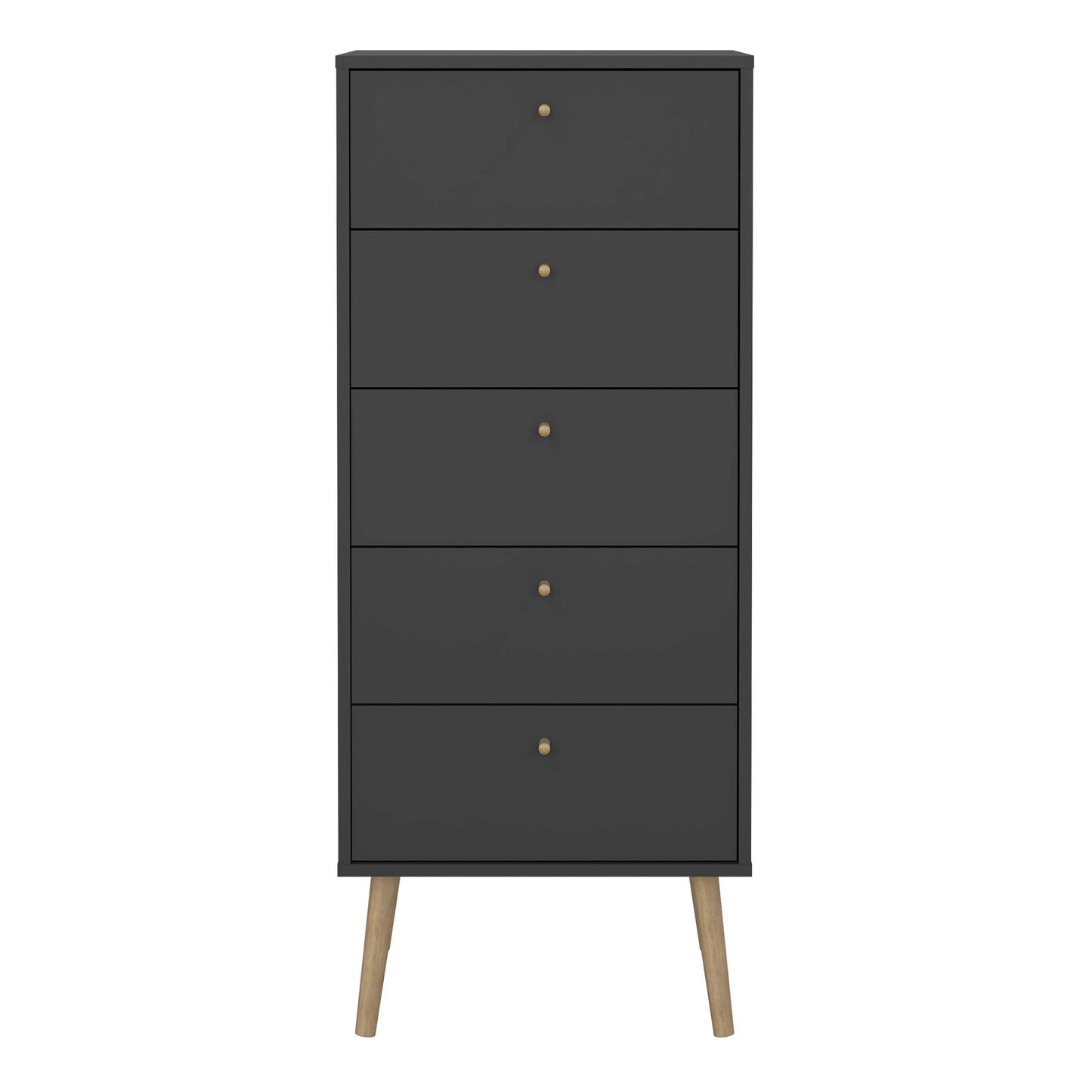 Quietbloom Dark Grey Wooden Storage Chest 5 Drawers