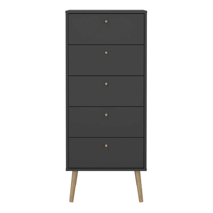 Quietbloom Dark Grey Wooden Storage Chest 5 Drawers