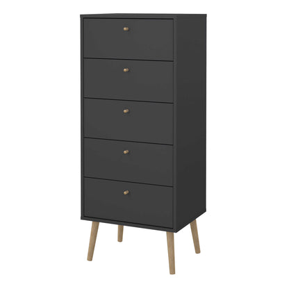 Quietbloom Dark Grey Wooden Storage Chest 5 Drawers