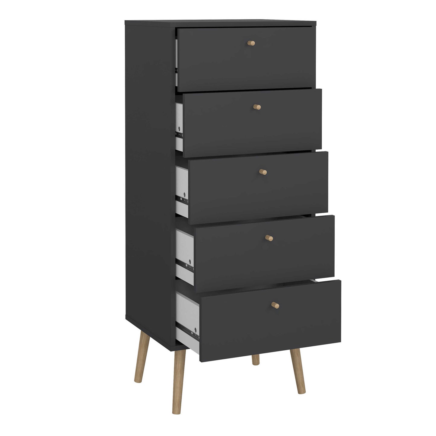 Quietbloom Dark Grey Wooden Storage Chest 5 Drawers