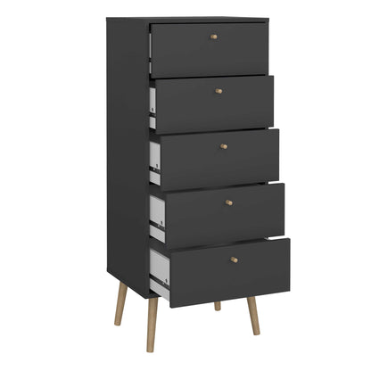 Quietbloom Dark Grey Wooden Storage Chest 5 Drawers
