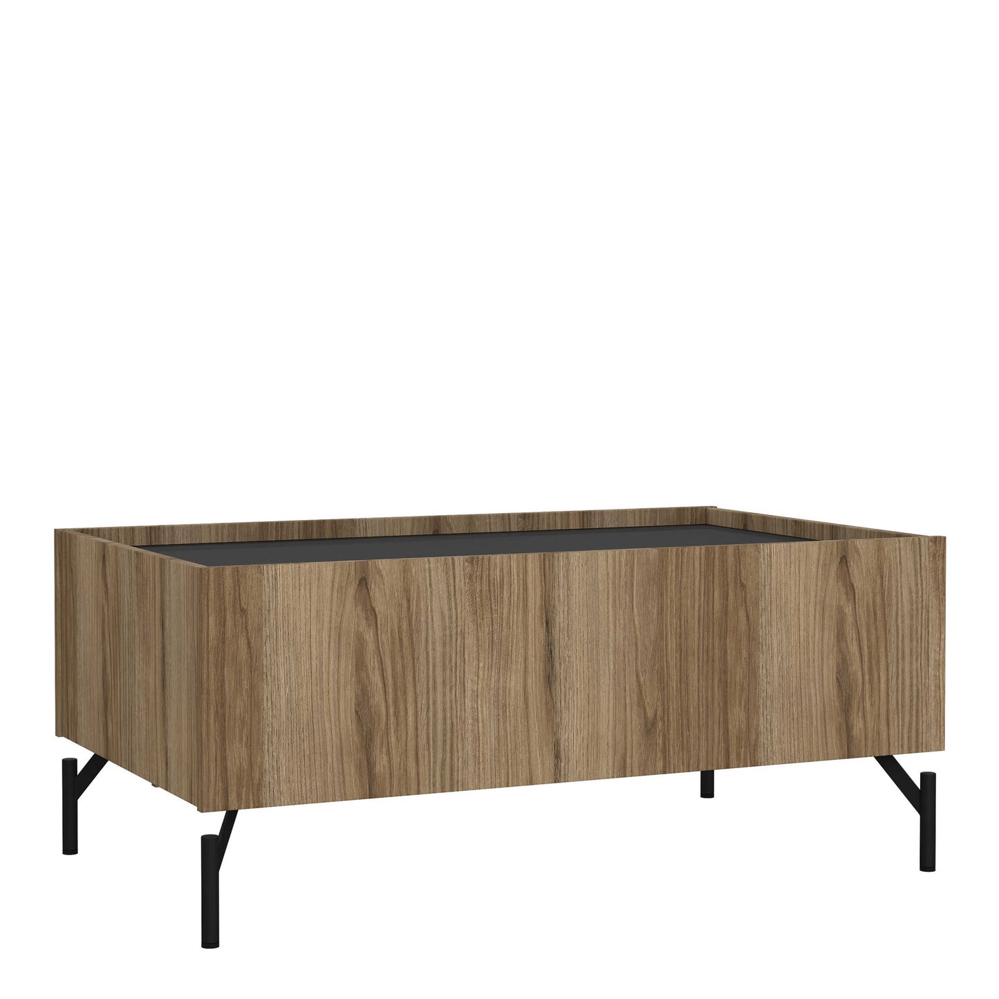 Hillerod Natural Oak Wood and Black Coffee Table 2 Drawers