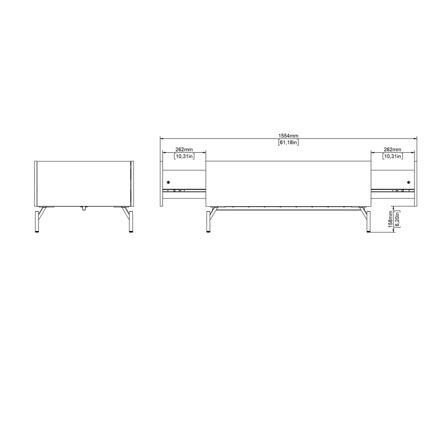 Hillerod Natural Oak Wood and Black Coffee Table 2 Drawers
