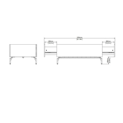 Hillerod Natural Oak Wood and Black Coffee Table 2 Drawers