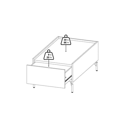 Hillerod Natural Oak Wood and Black Coffee Table 2 Drawers