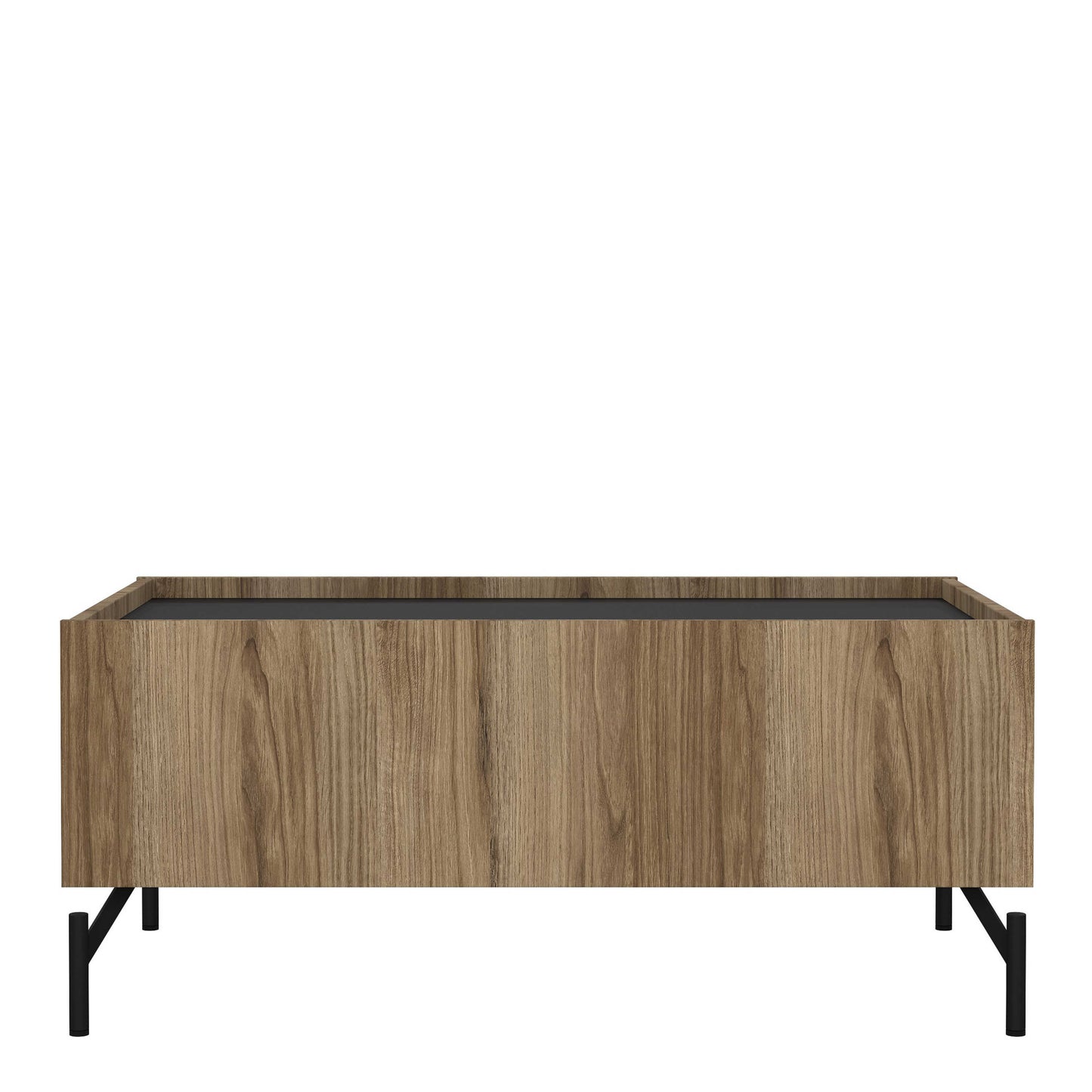 Hillerod Natural Oak Wood and Black Coffee Table 2 Drawers