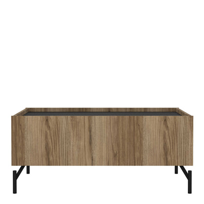 Hillerod Natural Oak Wood and Black Coffee Table 2 Drawers