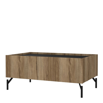 Hillerod Natural Oak Wood and Black Coffee Table 2 Drawers