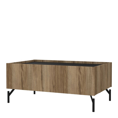 Hillerod Natural Oak Wood and Black Coffee Table 2 Drawers