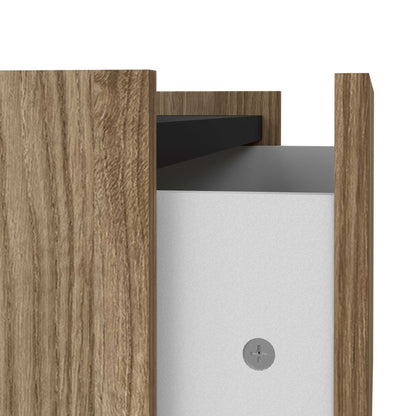 Hillerod Natural Oak Wood and Black Coffee Table 2 Drawers