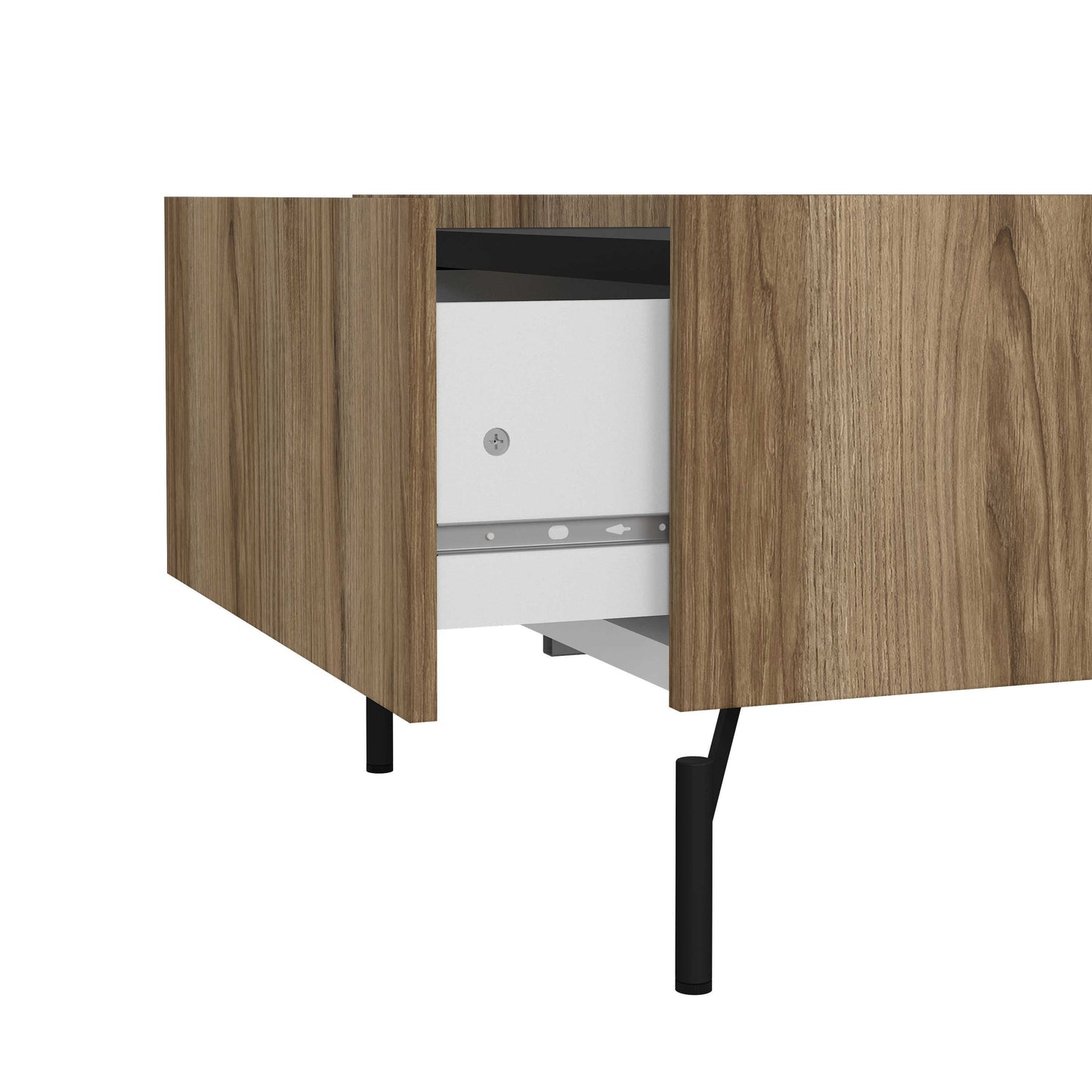 Hillerod Natural Oak Wood and Black Coffee Table 2 Drawers