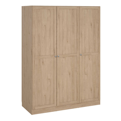 Cherryfern Natural Oak Wood Wardrobe 3 Frame Doors