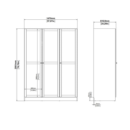 Cherryfern Natural Oak Wood Wardrobe 3 Frame Doors