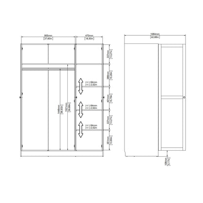 Cherryfern Natural Oak Wood Wardrobe 3 Frame Doors
