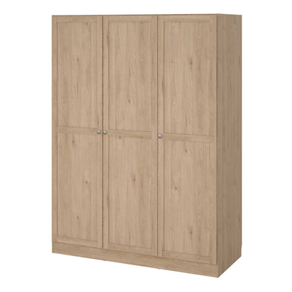 Cherryfern Natural Oak Wood Wardrobe 3 Frame Doors