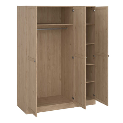 Cherryfern Natural Oak Wood Wardrobe 3 Frame Doors