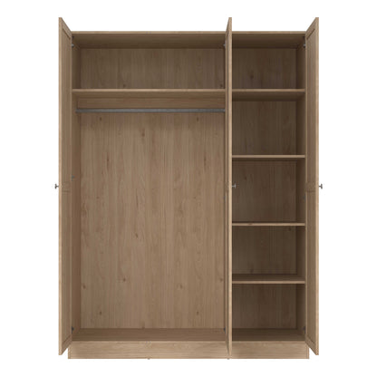 Cherryfern Natural Oak Wood Wardrobe 3 Frame Doors