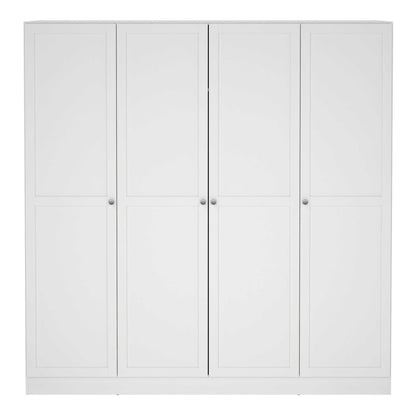 Cherryfern White Wooden Wardrobe 4 Frame Doors