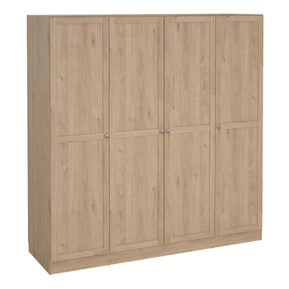 Cherryfern Natural Oak Wood Wardrobe 4 Frame Doors