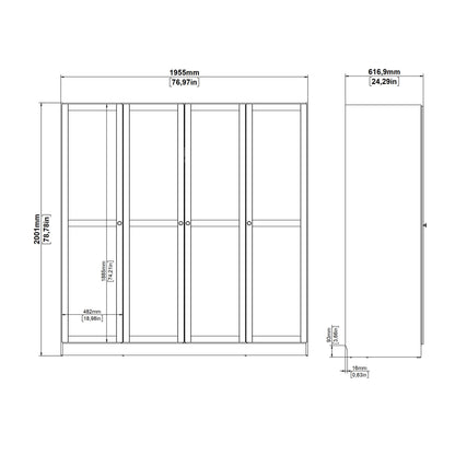 Cherryfern Natural Oak Wood Wardrobe 4 Frame Doors