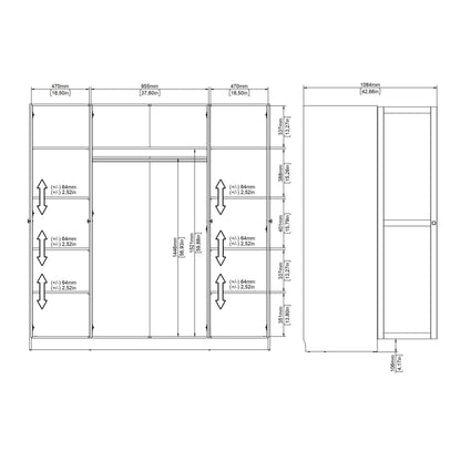Cherryfern Natural Oak Wood Wardrobe 4 Frame Doors