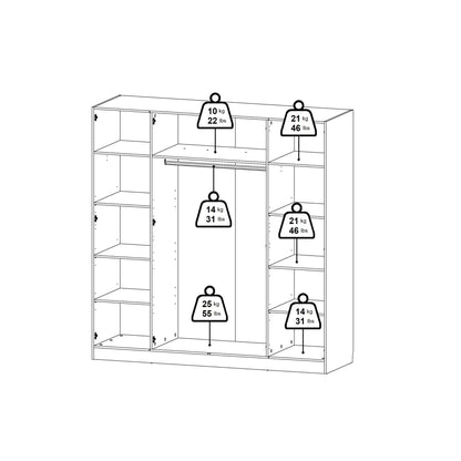 Cherryfern Natural Oak Wood Wardrobe 4 Frame Doors