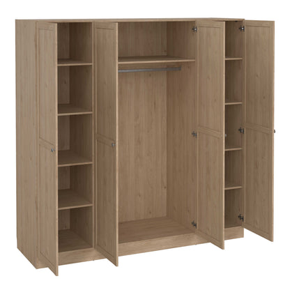 Cherryfern Natural Oak Wood Wardrobe 4 Frame Doors