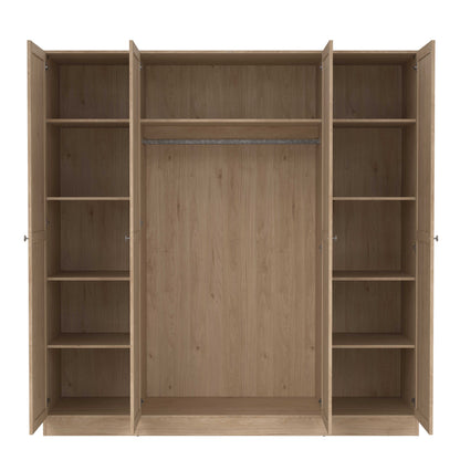Cherryfern Natural Oak Wood Wardrobe 4 Frame Doors