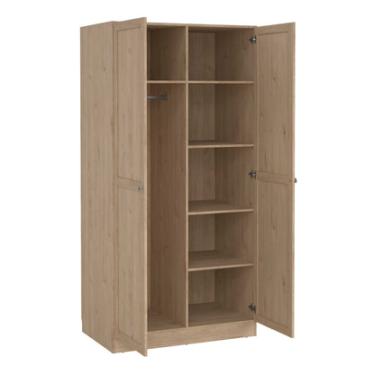 Cherryfern Natural Oak Wood Wardrobe 2 Frame Doors