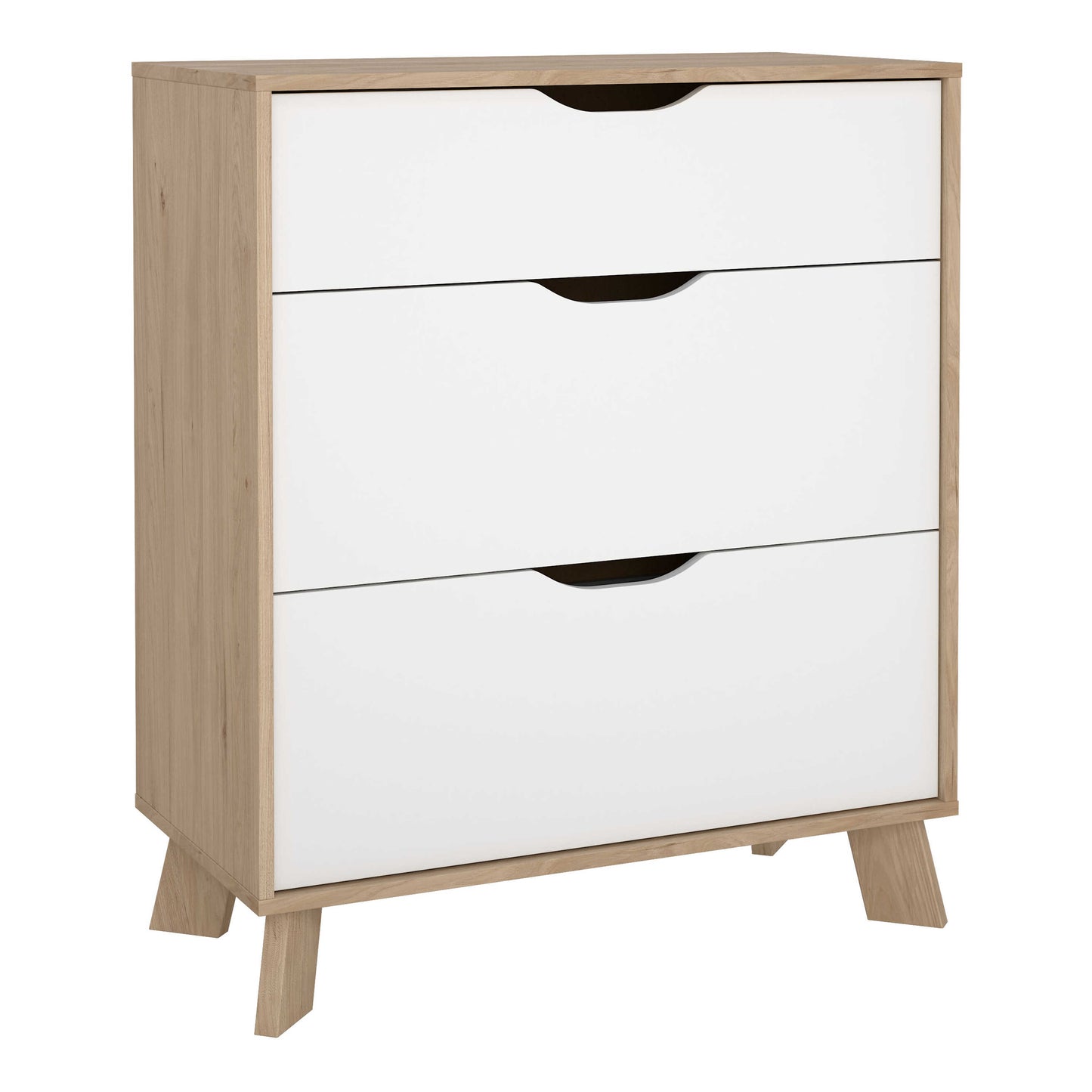 Lira Jackson Hickory Wood and White Chest 3 Drawers