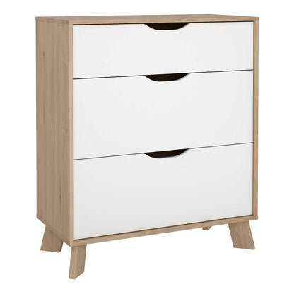 Lira Jackson Hickory Wood and White Chest 3 Drawers