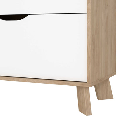 Lira Jackson Hickory Wood and White Chest 3 Drawers