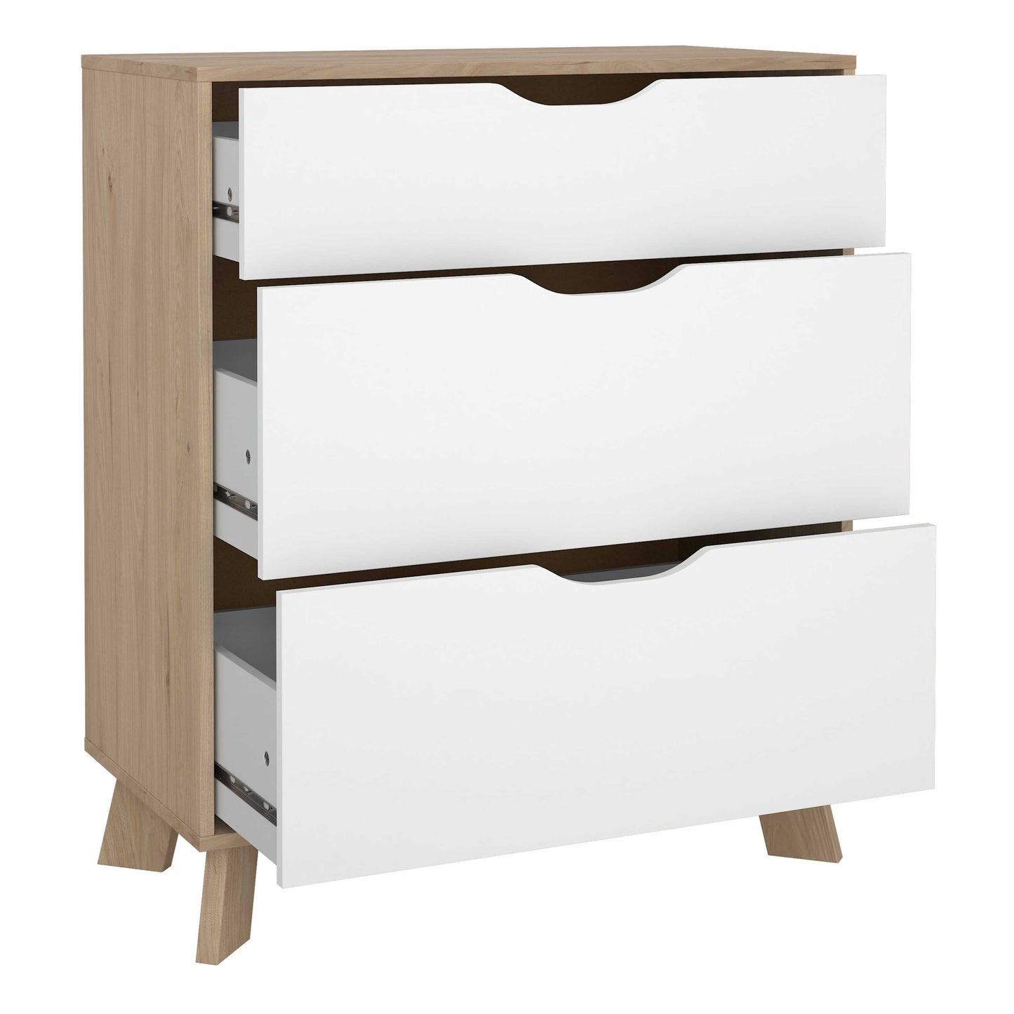Lira Jackson Hickory Wood and White Chest 3 Drawers