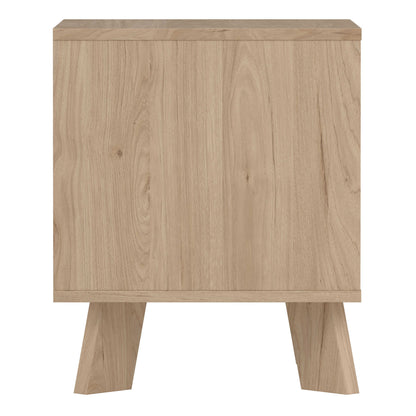 Hobro White and Natural Oak Wood Nightstand 1 Drawer