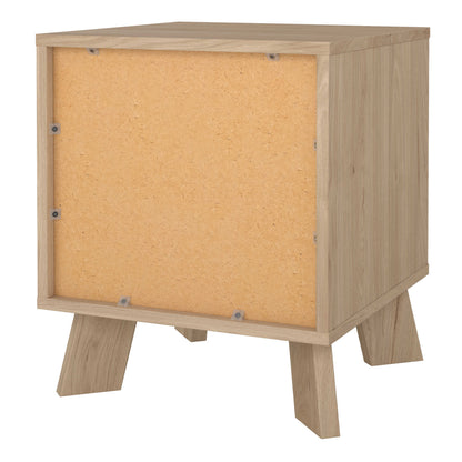 Hobro White and Natural Oak Wood Nightstand 1 Drawer