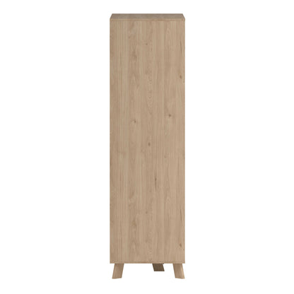 Lira Jackson Hickory Oak Wood and White Wardrobe 3 Doors  2 Drawers with Mirror