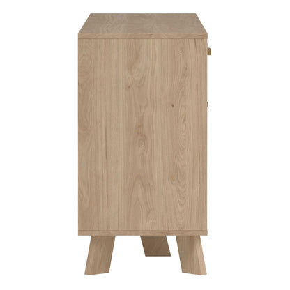 Hobro White and Natural Oak Wood Sideboard 4 Doors 1 Drawer