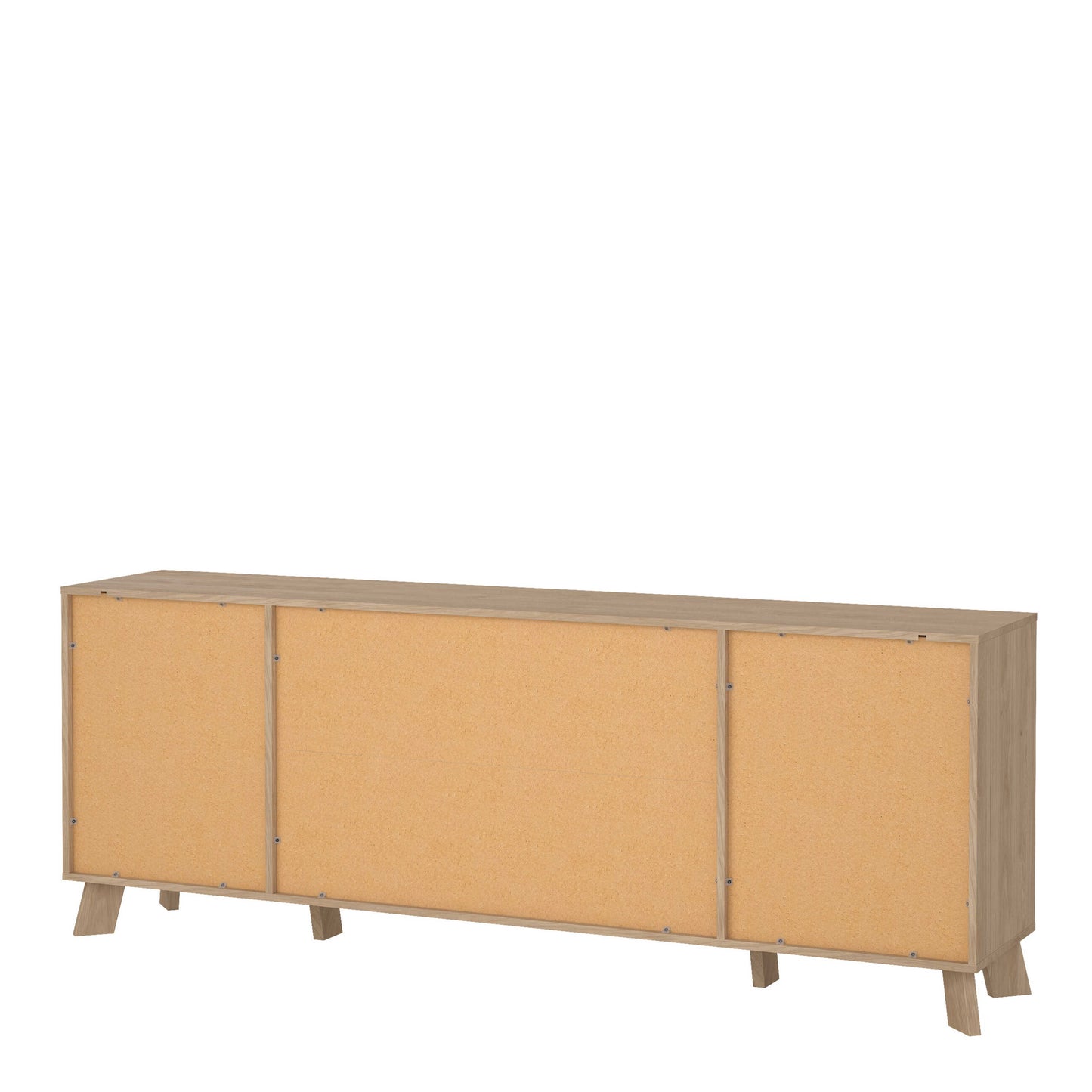 Hobro White and Natural Oak Wood Sideboard 4 Doors 1 Drawer