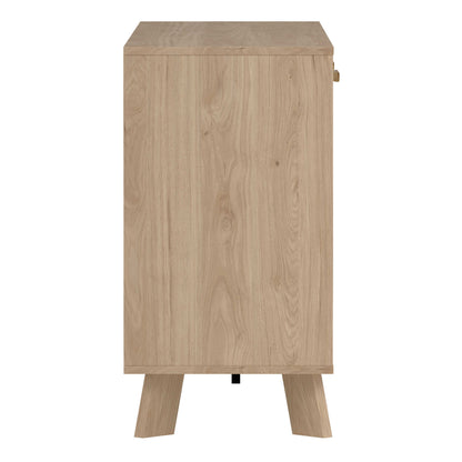 Hobro White and Natural Oak Wood Sideboard 2 Doors 3 Drawers