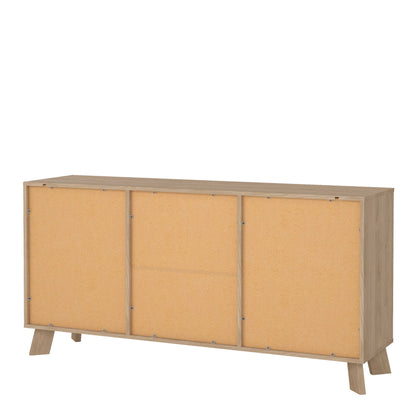 Hobro White and Natural Oak Wood Sideboard 2 Doors 3 Drawers