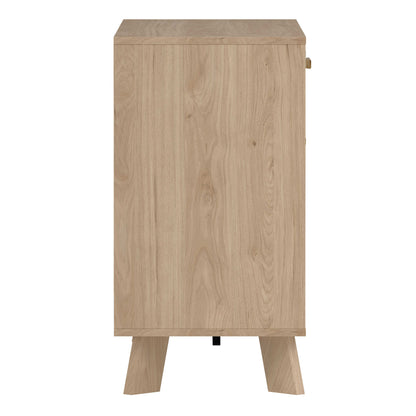 Hobro White and Natural Oak Wood Sideboard 2 Doors 1 Drawer