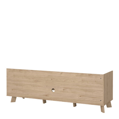 Hobro White and Natural Oak Wood TV Unit with 1 Door 2 Drawers